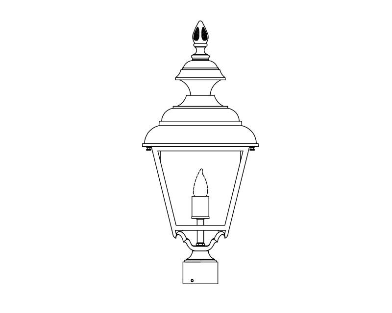 Value Line (4 Sided), Large, aluminum, Post Mount, Clear acrylic, (1) 100W INC, 120V